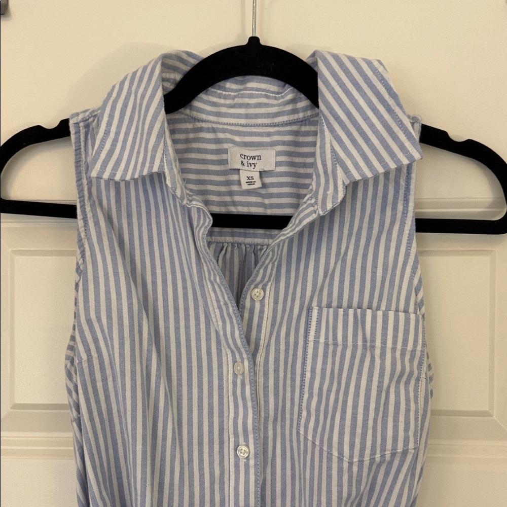 Light Blue Striped Mini Dress - Picture 4 of 5